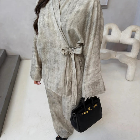 Ensemble JANE noué beige