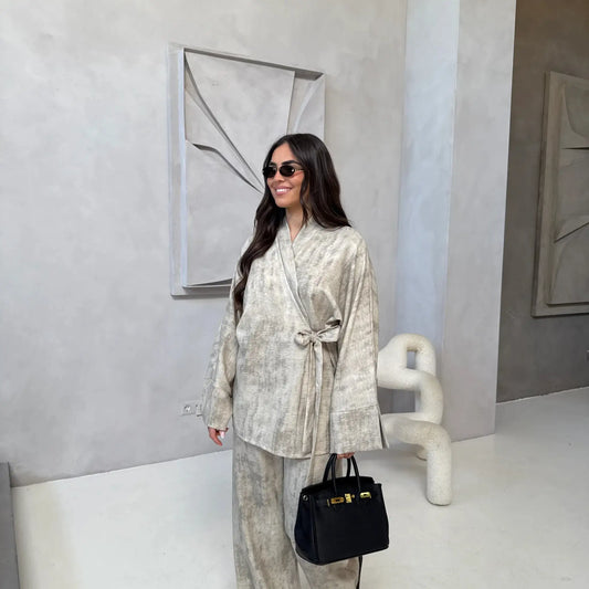 Ensemble JANE noué beige