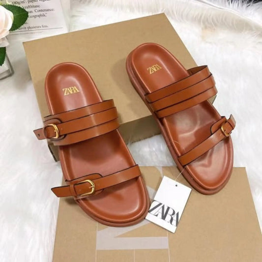 Sandales Plates – Camel